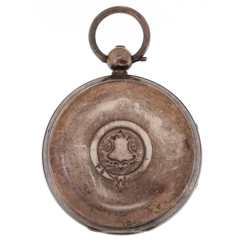 3766 - Robert Reid, a Victorian gentlemen's silver open face key wind pocket watch having enamelled and sub... 