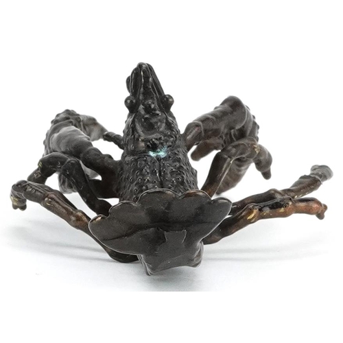 209 - A Japanese patinated bronze study of a crayfish, 9.5cm in length