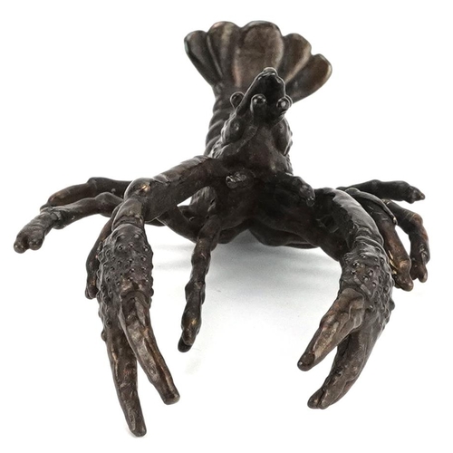 209 - A Japanese patinated bronze study of a crayfish, 9.5cm in length