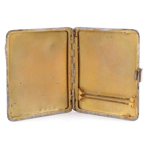 518 - William Neale & Son Ltd., a George V engine turned silver cigarette case with gilt interior, Birming... 