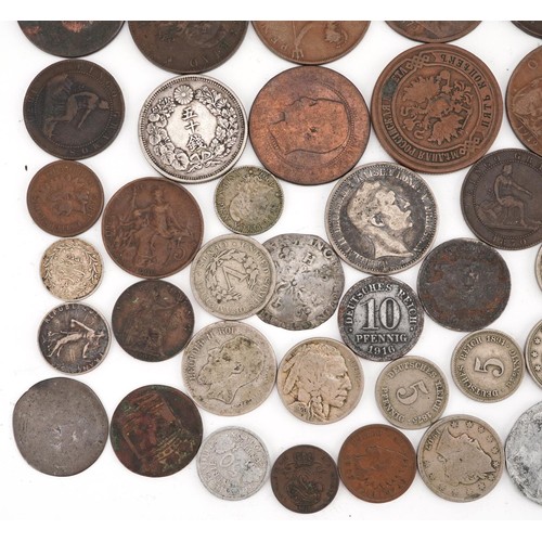 2182 - Antique and later British and world coinage some silver, including a Japanese 1916 silver fifty sen,... 