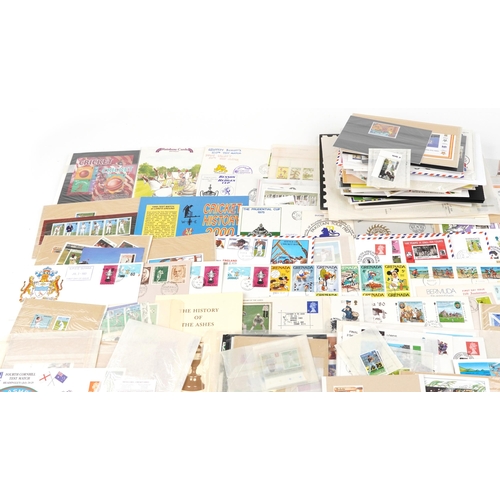 2221 - A quantity of cricket related first day covers and stamps to include Geoffrey Boycott 100th Test Mat... 