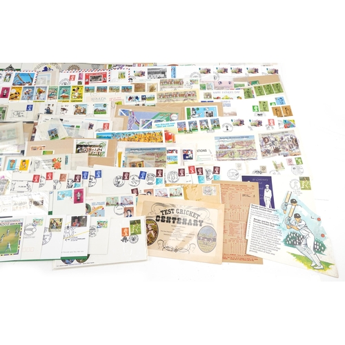 2221 - A quantity of cricket related first day covers and stamps to include Geoffrey Boycott 100th Test Mat... 