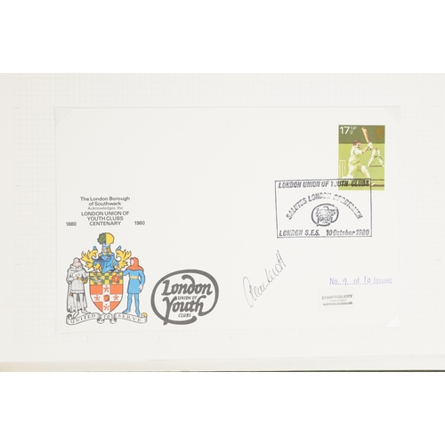 2223 - Five albums of stamps and first day covers to include a signed cover of The Sussex County Cricket Cl... 