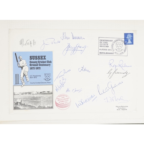 2223 - Five albums of stamps and first day covers to include a signed cover of The Sussex County Cricket Cl... 