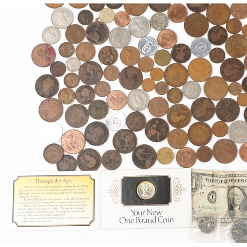 2213 - A quantity of 19th century and later British and world coinage including silver examples, weight of ... 