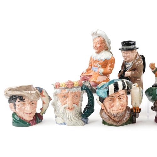 453 - A collection of eleven Royal Doulton character jugs including Dick Turpin, Winston Churchill and Rob... 