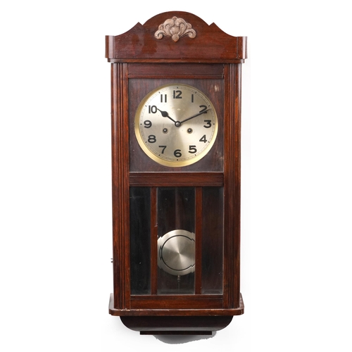 1311 - Two Vienna style wall hanging clocks, one with Westminster chime, each 68cm in length.