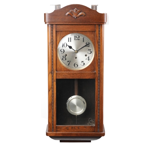 1311 - Two Vienna style wall hanging clocks, one with Westminster chime, each 68cm in length.