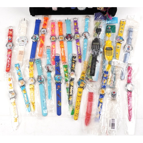 3807 - A large collection of wristwatches, some as new, including Sponge Bob, Frozen and Pokémon.