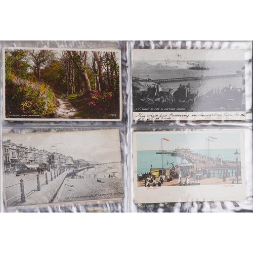 2240 - Early 20th century and later postcards from Sussex and Kent, some loose, predominantly from the Hast... 