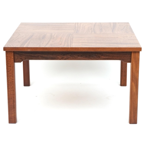 2015 - A late 20th century square Swedish coffee table by Ulferts, 45cm H x 75cm W x 75cm D.