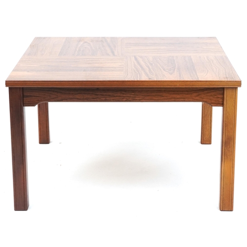 2013 - A late 20th century square Swedish coffee table by Ulferts, 45cm H x 75cm W x 75cm D.