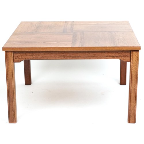  A late 20th century square Swedish coffee table by Ulferts, 45cm H x 75cm W x 75cm D.