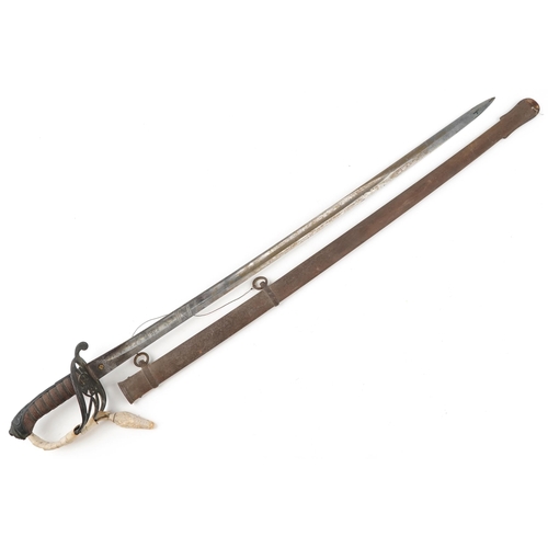 2508 - A British military Henry Wilkinson steel bladed sword with scabbard, 100cm in length.