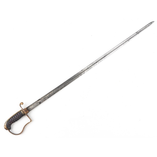 2513 - A British military navy officer's sword, 81cm in length.