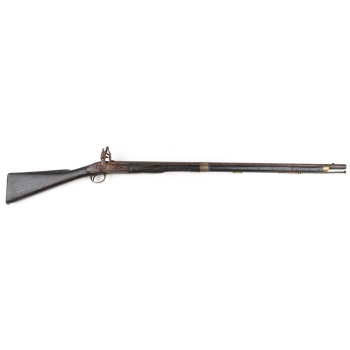 2553 - An 19th century Tower British military flintlock rifle, impressed proof marks, 138cm in length