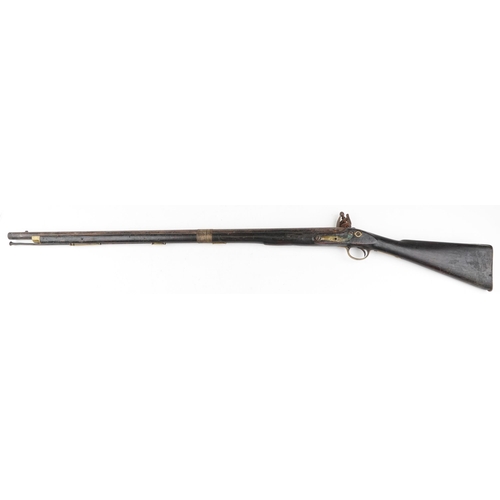 2553 - An 19th century Tower British military flintlock rifle, impressed proof marks, 138cm in length