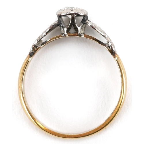  An 18ct gold and platinum diamond solitaire ring, the diamond approximately 0.15 carat, size K/L, 1.... 