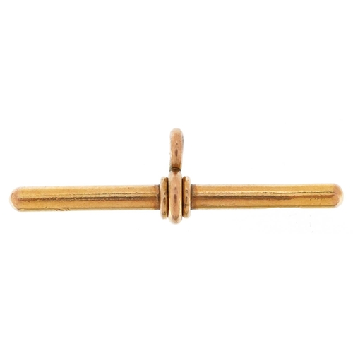 3084 - A 9ct gold T bar, 4.1cm in length, 4.5g.