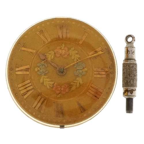 3671 - Jason Houghton, an antique gentlemen's fusée pocket watch movement having an ornate gilt floral dial... 