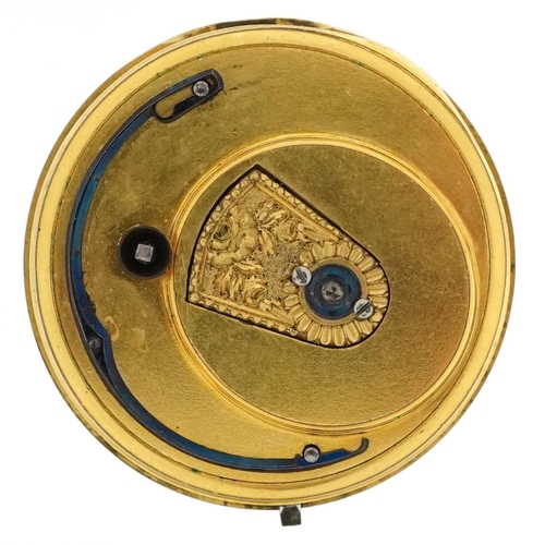 3671 - Jason Houghton, an antique gentlemen's fusée pocket watch movement having an ornate gilt floral dial... 