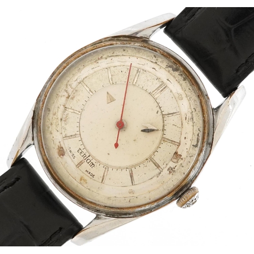 3412 - Teram, a vintage gentlemen's stainless steel manual wind wristwatch, the dial 30cm in diameter.