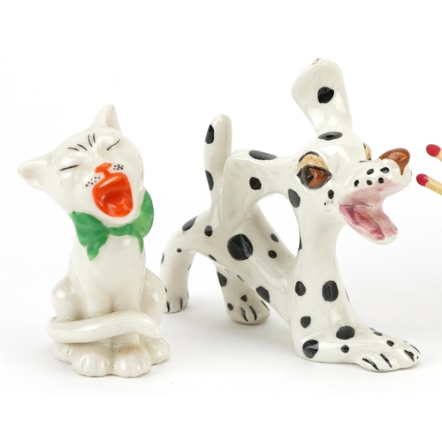 363 - A mixed group of novelty ceramic animals including a Grafton china cat, an Italian model dog, a Chin... 