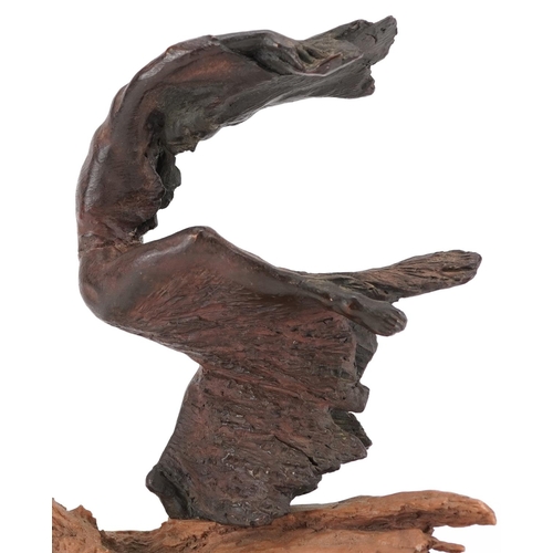 328 - Josep Bofill Moliné, Spanish, a brown patinated bronze sculpture of an abstract dancing figure, moun... 