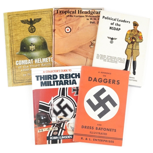 2448 - Five German military interest paperback books including Third Reich Militaria, Combat Helmets of the... 