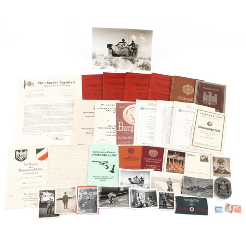 2452 - German militaria including black and white photographs, postcards, badges and Women's Order of the P... 