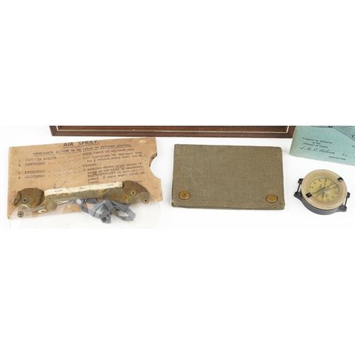 2424 - Militaria including World War II German Luftwaffe pilot's compass, Mark 2 anti-gas mask eye shields ... 