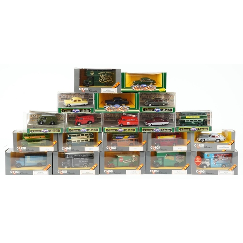 1363 - Twenty Corgi Classics diecast model vehicles with boxes including a 1954 Mercedes 300SL, Jaguar Mark... 