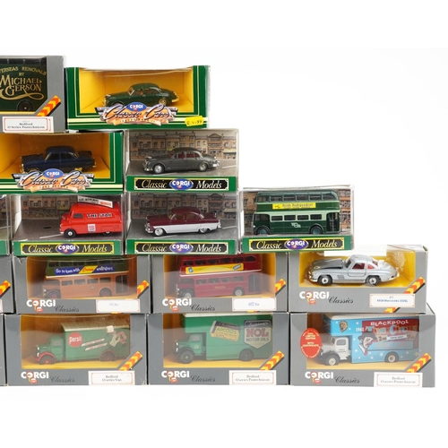 1363 - Twenty Corgi Classics diecast model vehicles with boxes including a 1954 Mercedes 300SL, Jaguar Mark... 