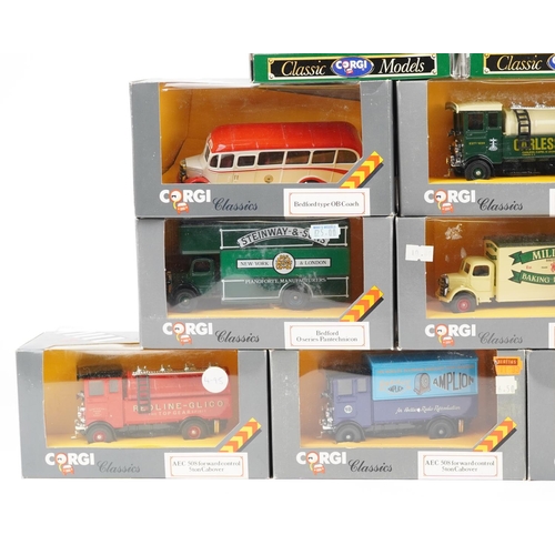 1344 - Twenty Corgi Classics diecast model vehicles with boxes including AEC 508 Forward Control 5 tonne Ca... 