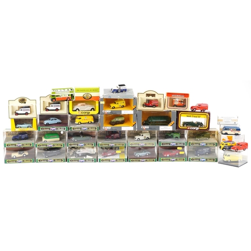 1349 - A large collection of diecast model vehicles including Corgi Classics, Days Gone and Lledo, with box... 