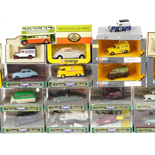 1349 - A large collection of diecast model vehicles including Corgi Classics, Days Gone and Lledo, with box... 