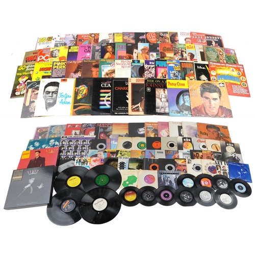 1057 - Vinyl LP records and 45rpm records including Johnny Matthis, Elvis Presley, The Beatles, Culture Clu... 