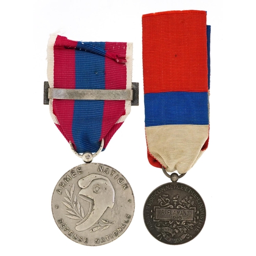 2411 - Two military interest medals including France Ministry of Commerce awarded to A Flamband 1916.