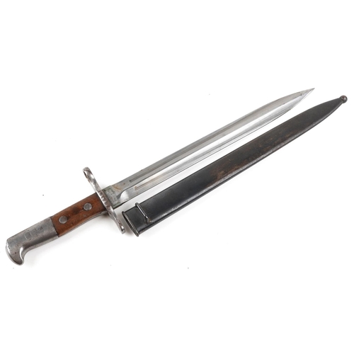  A Swiss military interest Schmidt Rubin M1918 first type bayonet with scabbard.