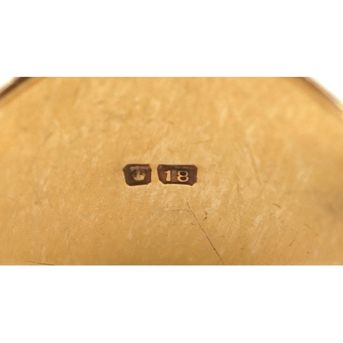 3070 - An unengraved 18ct gold signet ring, size R, 4.9g.