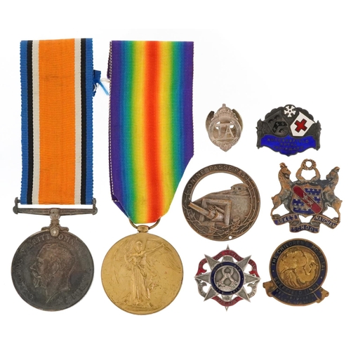 2386 - A British military World War I medal pair awarded to 57431 PTE.J.BLAKEY.NORTH'D FUS together with a ... 