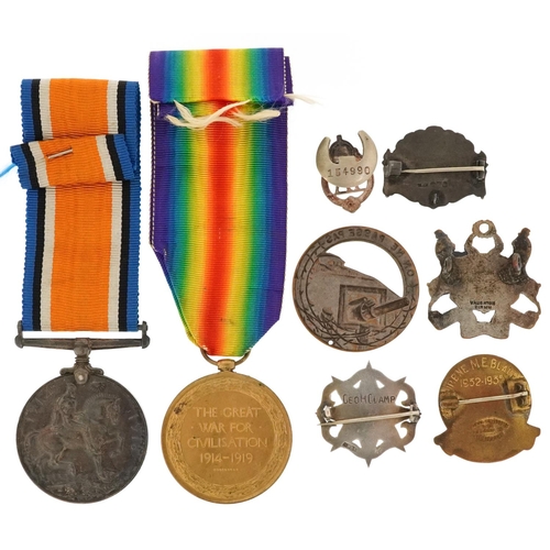 2386 - A British military World War I medal pair awarded to 57431 PTE.J.BLAKEY.NORTH'D FUS together with a ... 