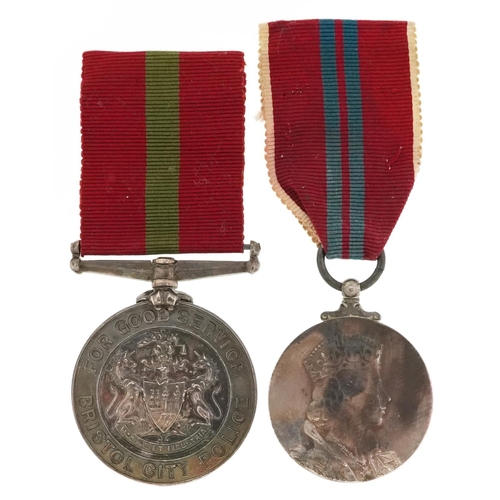  A Bristol City Police Good Service medal awarded to A Thomas together with an unnamed 1953 Queen Eli... 