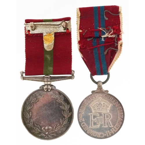  A Bristol City Police Good Service medal awarded to A Thomas together with an unnamed 1953 Queen Eli... 