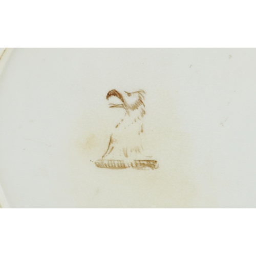 492 - A later decorated Mythological porcelain cabinet plate, circa 1870, outside decorated creamware show... 