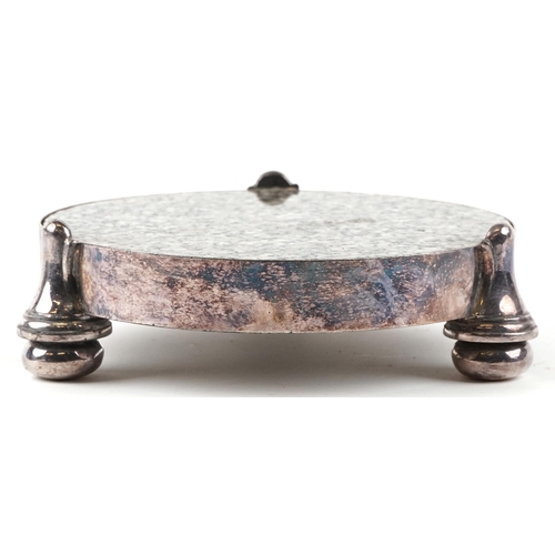 14 - A James Dixon & Sons EPBM plated and granite plinth with three external mounted circular feet, D-19c... 