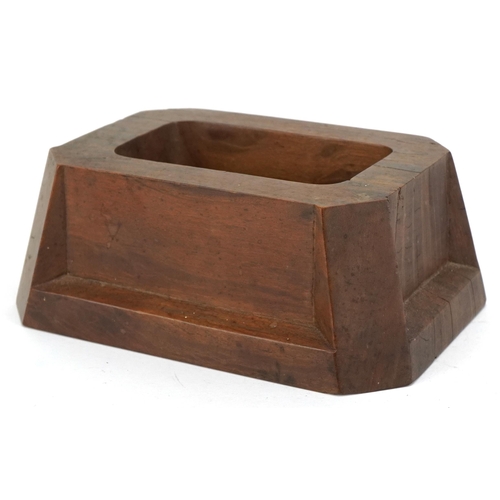 1217 - An Art Deco solid partridge wood coin tray, circa 1930, of tapering rectangular buttressed outline i... 