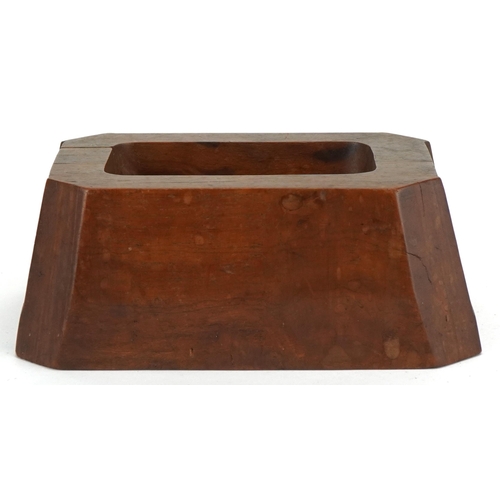 1217 - An Art Deco solid partridge wood coin tray, circa 1930, of tapering rectangular buttressed outline i... 