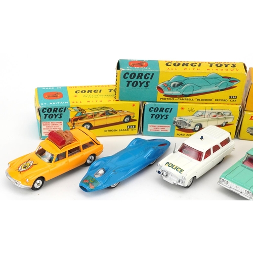 1405 - Five vintage Dinky and Corgi diecast vehicles with boxes comprising Dinky Triumph Herald 189, Dinky ... 